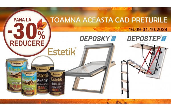 Toamna asta cad preturile.Pana la 30% reducere la scari pod, ferestre mansarda si tratamente lemn