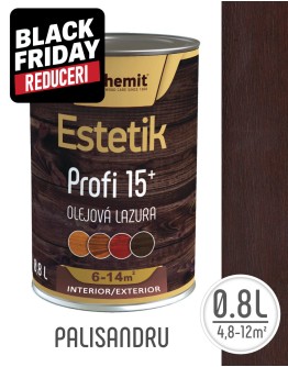 Lazura pe baza de ulei pentru lemn, Bochemit Estetik Profi 15+, 0,8L, nuanta palisandru, 6-14mp, minim 15 ani protectie raze ultraviolete si patrundere apa