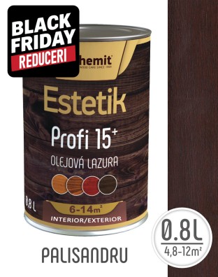 Lazura pe baza de ulei pentru lemn, Bochemit Estetik Profi 15+, 0,8L, nuanta palisandru, 6-14mp, minim 15 ani protectie raze ultraviolete si patrundere apa