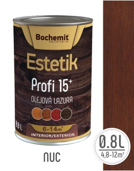 Lazura pe baza de ulei pentru lemn, Bochemit Estetik Profi 15+, 0,8L, nuanta nuc, 6-14mp, minim 15 ani protectie raze ultraviolete si patrundere apa