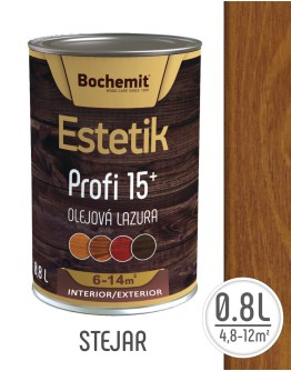 Lazura pe baza de ulei pentru lemn, Bochemit Estetik Profi 15+, 0,8L, nuanta stejar, 6-14mp, minim 15 ani protectie raze ultraviolete si patrundere apa