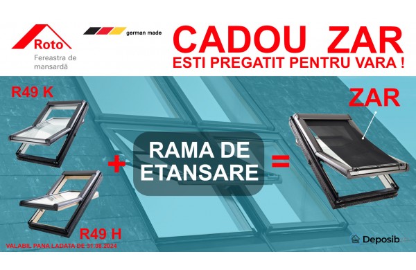 Campanie promotionala "Rulou exterior parasolar cadou ROTO ZAR" la achizitia de ferestre de mansarda ROTO