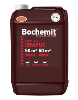 Solutie ignifugare lemn Bochemit Antiflash 15Kg, maro, concentrat, 50m2 clasa B-s1,d0, 60m2 clasa C-s1,d0, protectie insecte si ciuperci