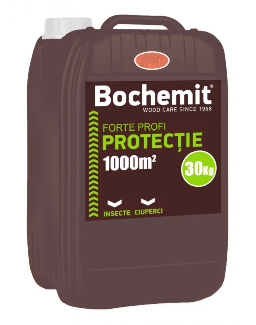 Solutie protectie lemn in contact cu solul sau apa Bochemit Forte Profi 30Kg, maro, concentrat, 1000m2, anti insecte si ciuperci. Uz industrial.