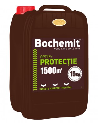 Solutie protectie preventiva lemn Bochemit Opti F+ 15Kg, transparent, concentrat, 1500m2 anti insecte, ciuperci si mucegai