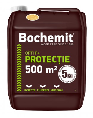 Solutie protectie preventiva lemn Bochemit Opti F+ 5Kg, transparent, concentrat, 500m2 anti insecte, ciuperci si mucegai