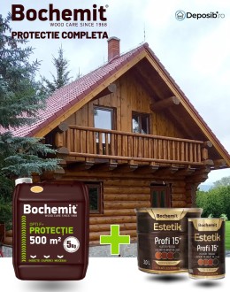 Lazura pe baza de ulei pentru lemn, Bochemit Estetik Profi 15+, 0,8L, nuanta palisandru, 6-14mp, minim 15 ani protectie raze ultraviolete si patrundere apa