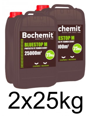 Solutie conservant lemn Bochemit Bluestop M 2x25Kg, concentrat, transparent, 50000m2, protectie temporara anti ciuperci si mucegai. Uz industrial.