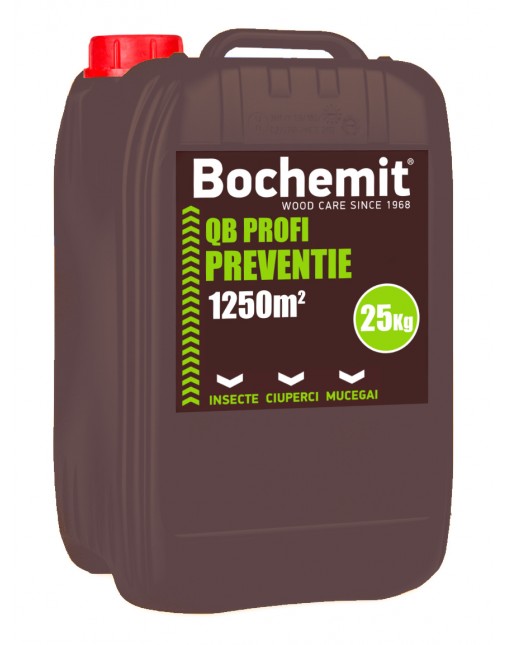 Solutie protectie preventiva lemn Bochemit QB Profi 25Kg, transparent, concentrat, 1250m2, anti insecte, ciuperci si mucegai. Uz Industrial.