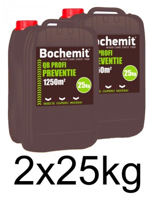 Solutie protectie preventiva lemn Bochemit QB Profi 2x25Kg, transparent, concentrat, 2500m2 anti insecte, ciuperci si mucegai. Uz Industrial.