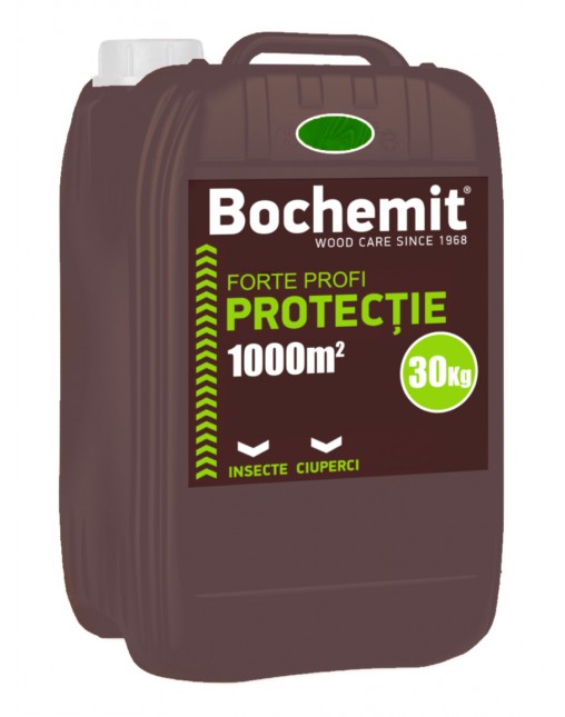 Solutie protectie lemn in contact cu solul sau apa Bochemit Forte Profi 30Kg, verde, concentrat, 1000m2, anti insecte si ciuperci. Uz industrial.