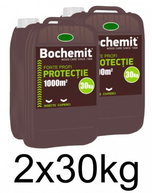 Solutie protectie lemn in contact cu solul sau apa Bochemit Forte Profi 2x30Kg, verde, concentrat, 2000m2, anti insecte si ciuperci. Uz industrial.