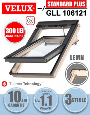 Velux GLL 106121 -  fereastra mansarda actionare electrica, lemn, 3 sticle