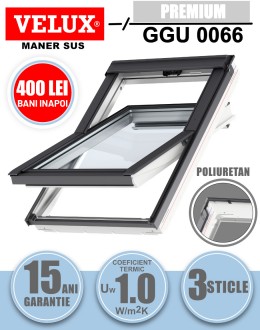 Fereastra mansarda cu rama de etansare si kit izolare termica Velux GGU 0066, poliuretan, 3 sticle