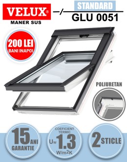 Fereastra mansarda Velux GLU 0051 cu rama de etansare, poliuretan, 2 sticle