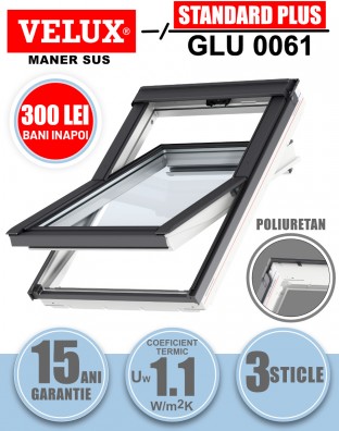 Fereastra mansarda Velux GLU 0061 cu rama de etansare, poliuretan, 3 sticle