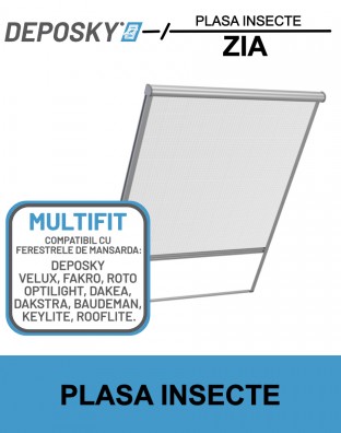 DEPOSKY ZIA plasa insecte pentru fereastra mansarda compatibila cu: DEPOSKY, Velux  Fakro, Roto, Dakea, Baudeman