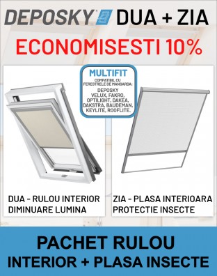 DEPOSKY DUA + ZIA - pachet rulou interior opac + plasa interioara protectie