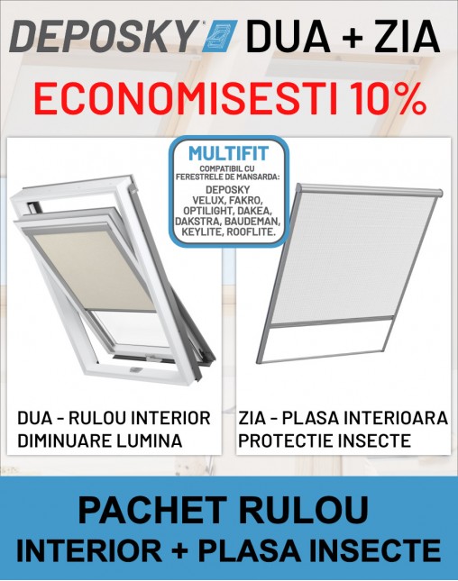 DEPOSKY DUA + ZIA - pachet rulou interior opac + plasa interioara protectie