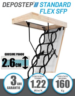 DEPOSTEP STANDARD FLEX SFP scara pod metalica tip pantograf cu toc de lemn