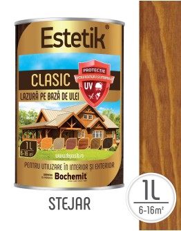 Estetik Clasic 1L lazura pe baza de ulei nuanta stejar, protectie umiditate si raze ultraviolete