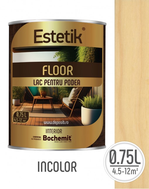 Estetik Floor 0.75L lac pentru podea incolor, acoperire 4.5-12mp, protectie patrundere apa si zgarieturi