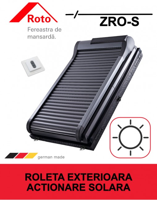 Roto ZRO - S - roleta exterioara parasolar actionata solar cu intrerupator inclus