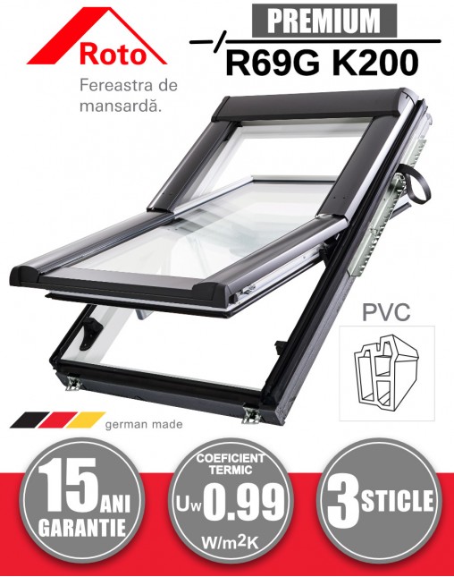 Fereastra mansarda+rama Roto R69G K200 PVC