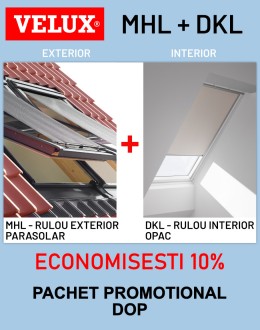 Pachet Rulou exterior MHL+ rulou interior DKL, Velux Confort Standard Plus (DOP)