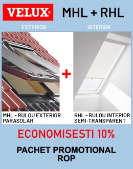 Pachet Velux ROP-rulou exterior MHL plus rulou interior semi-transparent-RHL